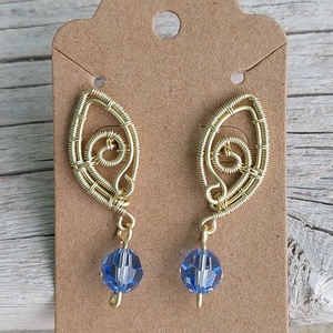 Swarovski kristályos arany színű fülbevaló - ékszer - fülbevaló - lógó fülbevaló - Meska.hu