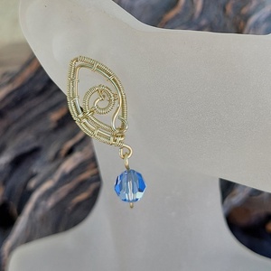 Swarovski kristályos arany színű fülbevaló, Ékszer, Fülbevaló, Lógó fülbevaló, Ékszerkészítés, MESKA