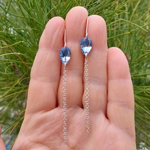 Sterling ezüst drótékszer szett kék swarovski kristályokkal - ékszer - ékszerszett - Meska.hu