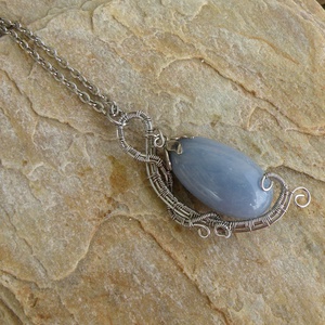 Angelit kő acélban - ékszer - nyaklánc - medálos nyaklánc - Meska.hu