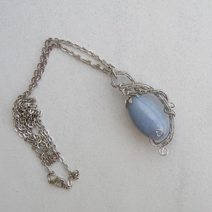 Angelit kő acélban - ékszer - nyaklánc - medálos nyaklánc - Meska.hu