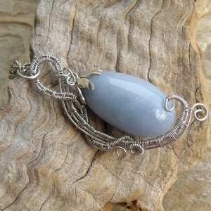 Angelit kő acélban - ékszer - nyaklánc - medálos nyaklánc - Meska.hu