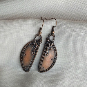 Vörösréz fülbevaló  - ékszer - fülbevaló - lógó fülbevaló - Meska.hu