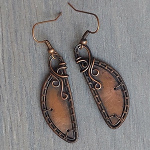 Vörösréz fülbevaló , Ékszer, Fülbevaló, Lógó fülbevaló, Ékszerkészítés, MESKA