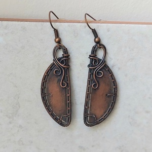 Vörösréz fülbevaló  - ékszer - fülbevaló - lógó fülbevaló - Meska.hu