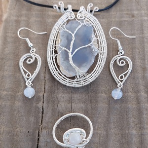 Ezüstözött drótékszer szett életfa motívummal - ékszer - ékszerszett - Meska.hu