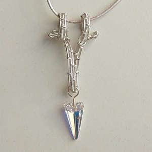 Sterling ezüst nyaklánc swarovski kristállyal, Ékszer, Nyaklánc, Medálos nyaklánc, Ékszerkészítés, MESKA