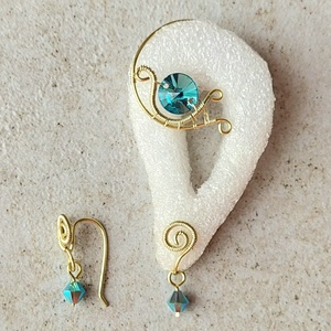 Fülékszer swarovski kristályokkal - ékszer - fülbevaló - fülékszer - Meska.hu