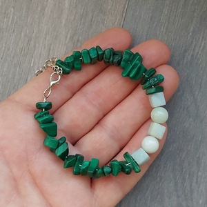Ásvány karkötő malachit és amazonit kövekkel - ékszer - karkötő - ásványkarkötő - Meska.hu