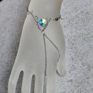 Acél drótékszer karkötő swarovski kristállyal, Ékszer, Karkötő, Kézfej karkötő, Ékszerkészítés, MESKA