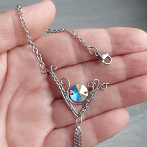 Acél drótékszer karkötő swarovski kristállyal - ékszer - karkötő - kézfej karkötő - Meska.hu