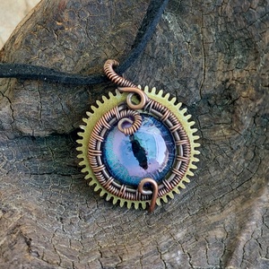 Steampunk stílusú sárkányszem nyaklánc, Ékszer, Nyaklánc, Medálos nyaklánc, Ékszerkészítés, MESKA