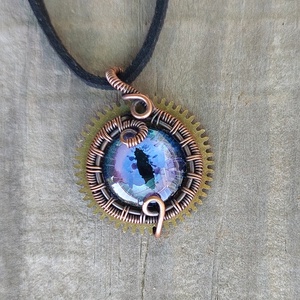 Steampunk stílusú sárkányszem nyaklánc - ékszer - nyaklánc - medálos nyaklánc - Meska.hu
