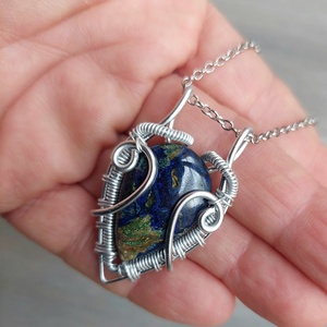 Azurit malachit köves nyaklánc, Ékszer, Nyaklánc, Medálos nyaklánc, Ékszerkészítés, MESKA