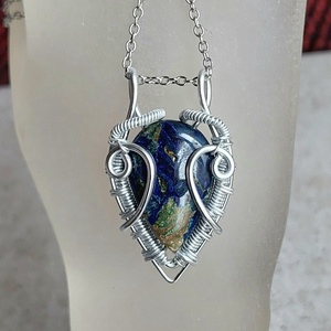 Azurit malachit köves nyaklánc - ékszer - nyaklánc - medálos nyaklánc - Meska.hu