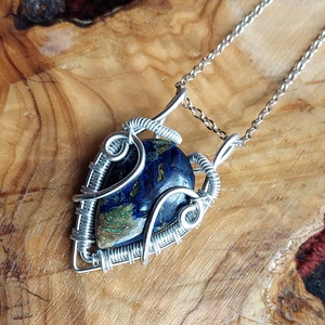 Azurit malachit köves nyaklánc - ékszer - nyaklánc - medálos nyaklánc - Meska.hu