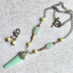 Ásvány és olvasztott üveg ékszer szett, Ékszer, Ékszerszett, Ékszerkészítés, MESKA