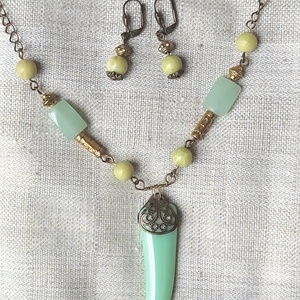 Ásvány és olvasztott üveg ékszer szett - ékszer - ékszerszett - Meska.hu