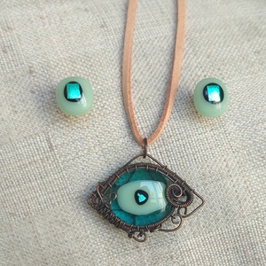 Olvasztott üveg ékszer szett - ékszer - ékszerszett - Meska.hu