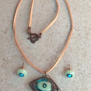 Olvasztott üveg ékszer szett, Ékszer, Ékszerszett, Ékszerkészítés, Üvegművészet, MESKA