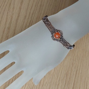 Karneol köves réz merev karkötő - ékszer - karkötő - karperec - Meska.hu