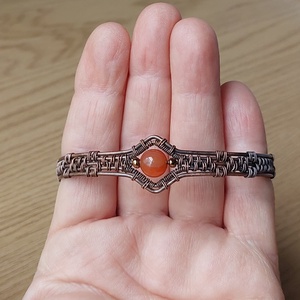 Karneol köves réz merev karkötő - ékszer - karkötő - karperec - Meska.hu