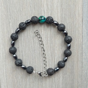 Unisex ásványkarkötő: lávakő, hematit és krizokolla - ékszer - karkötő - ásványkarkötő - Meska.hu