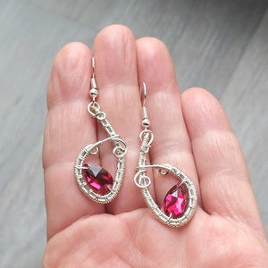 Borvörös swarovski fülbevaló, Ékszer, Fülbevaló, Lógó fülbevaló, Ékszerkészítés, MESKA