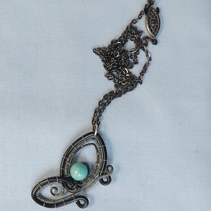 Pillangó alakú drót nyaklánc  - ékszer - nyaklánc - medálos nyaklánc - Meska.hu