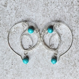 Karika fülbevaló türkiz ásványkövekkel - ékszer - fülbevaló - karika fülbevaló - Meska.hu