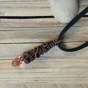 Barack swarovski és vörösréz nyaklánc, Ékszer, Nyaklánc, Medálos nyaklánc, Ékszerkészítés, MESKA