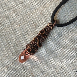 Barack swarovski és vörösréz nyaklánc - ékszer - nyaklánc - medálos nyaklánc - Meska.hu