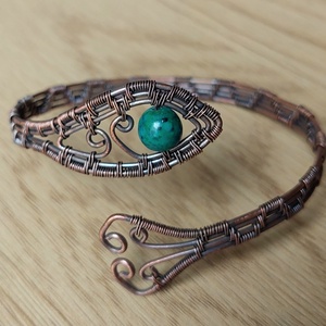 Vörösréz karkötő krizokolla kővel - ékszer - karkötő - karperec - Meska.hu