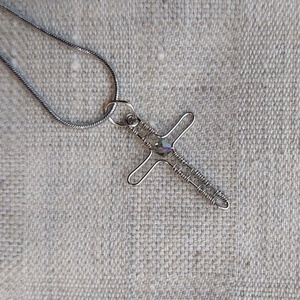 Acél nyaklánc kereszt medállal - ékszer - nyaklánc - medálos nyaklánc - Meska.hu