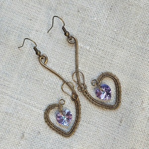 Antikolt alpakka fülbevaló swarovski kristállyal - ékszer - fülbevaló - lógó fülbevaló - Meska.hu