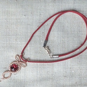 Rosegold drót nyaklánc swarovskival, Ékszer, Nyaklánc, Medálos nyaklánc, Ékszerkészítés, MESKA