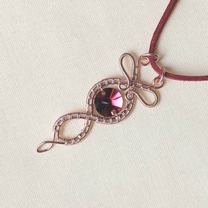 Rosegold drót nyaklánc swarovskival - ékszer - nyaklánc - medálos nyaklánc - Meska.hu