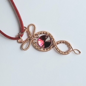 Rosegold drót nyaklánc swarovskival - ékszer - nyaklánc - medálos nyaklánc - Meska.hu