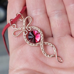 Rosegold drót nyaklánc swarovskival - ékszer - nyaklánc - medálos nyaklánc - Meska.hu