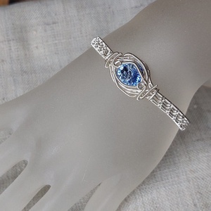 Drót karkötő kék swarovskival, Ékszer, Karkötő, Karperec, Ékszerkészítés, MESKA