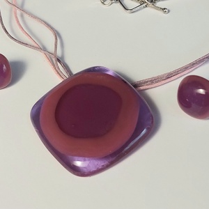 Olvasztott üveg szett, nyaklánc és fülbevaló, Ékszer, Ékszerszett, Ékszerkészítés, MESKA