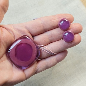 Olvasztott üveg szett, nyaklánc és fülbevaló - ékszer - ékszerszett - Meska.hu