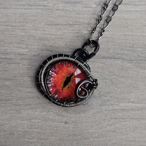Piros sárkányszemes nyaklánc - ékszer - nyaklánc - medálos nyaklánc - Meska.hu