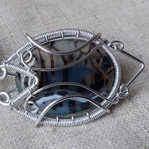 Nagy achát köves drót nyaklánc - ékszer - nyaklánc - medálos nyaklánc - Meska.hu