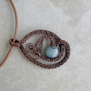 Drót nyaklánc akvamarin kővel - ékszer - nyaklánc - medálos nyaklánc - Meska.hu