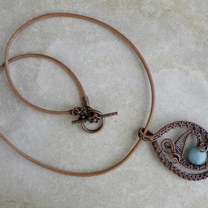 Drót nyaklánc akvamarin kővel - ékszer - nyaklánc - medálos nyaklánc - Meska.hu