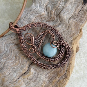 Drót nyaklánc akvamarin kővel, Ékszer, Nyaklánc, Medálos nyaklánc, Ékszerkészítés, MESKA