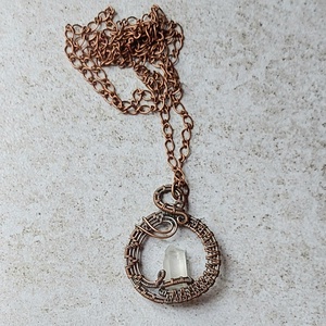 Vörösréz nyaklánc natúr hegyikristály ásvány kővel - ékszer - nyaklánc - medálos nyaklánc - Meska.hu