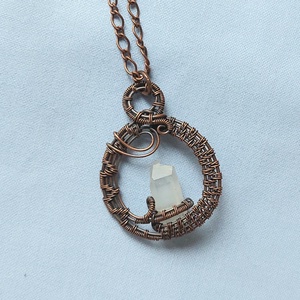 Vörösréz nyaklánc natúr hegyikristály ásvány kővel - ékszer - nyaklánc - medálos nyaklánc - Meska.hu