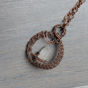 Vörösréz nyaklánc natúr hegyikristály ásvány kővel - ékszer - nyaklánc - medálos nyaklánc - Meska.hu